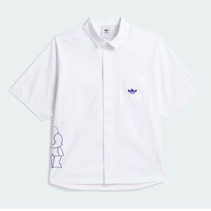 Adidas Shirt Unisex 2XL White Shmoofoil Fighter Button-Up New